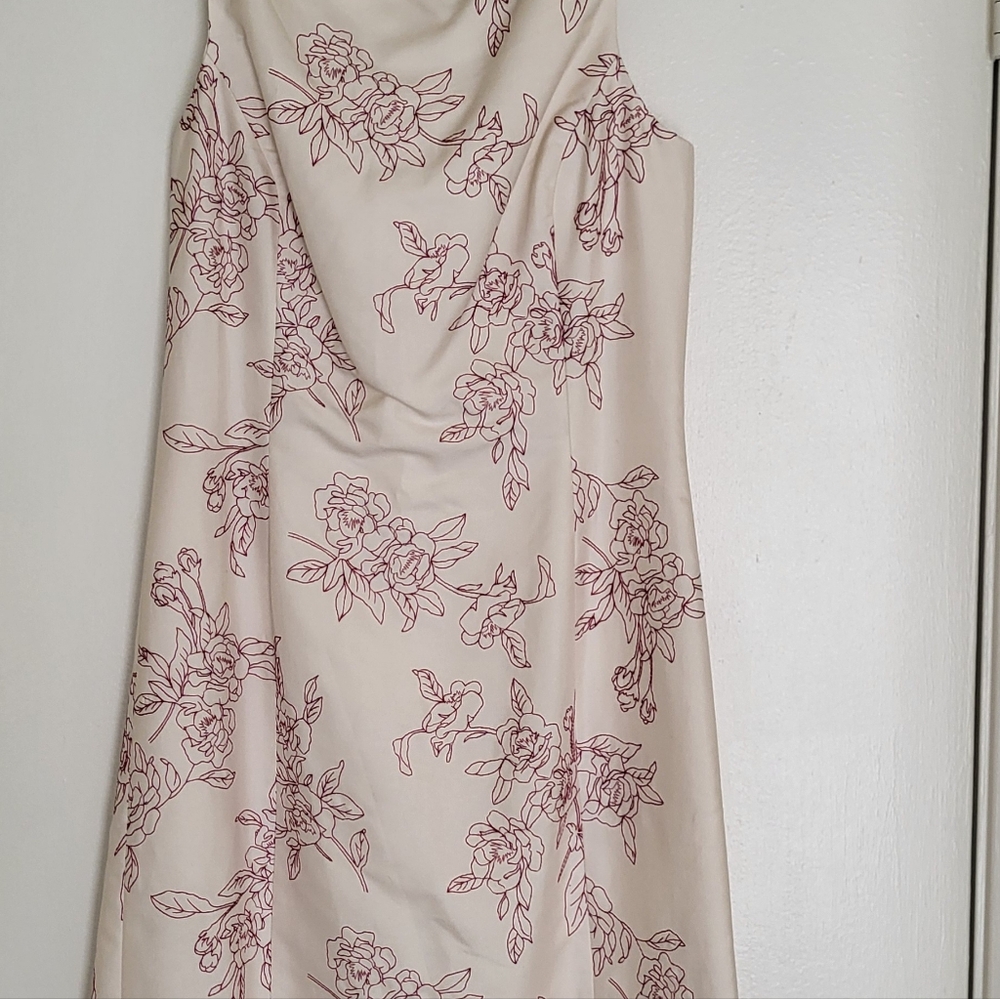 Ann Taylor dress Womens 6 Cream Red Stitched Flowers Sleeveless - Picture 13 of 16